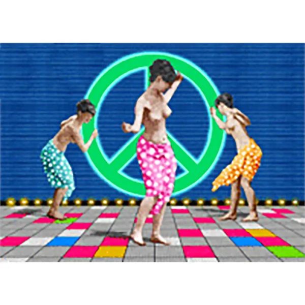 Nude Dancers Peace sign  - 3D Action Lenticular Postcard Greeting Card Hot on Sale