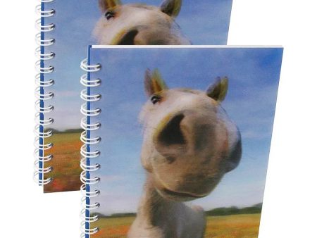 HORSE NOSE - Two (2) Notebooks with 3D Lenticular Covers - Graph Lined Pages - NEW For Discount