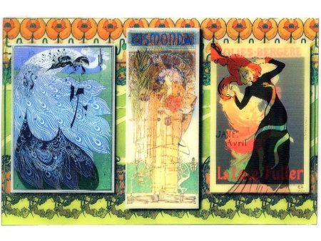 Art Nouveau Montage - 3D Lenticular Postcard Greeting Card - NEW For Discount