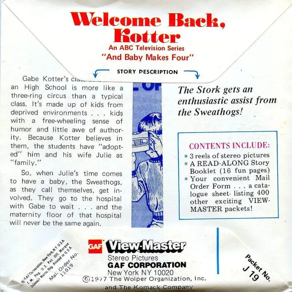 Welcome Back Kotter - View-Master 3 Reel Packet - 1970s - Vintage - (PKT-J19-G5mint) Online Sale