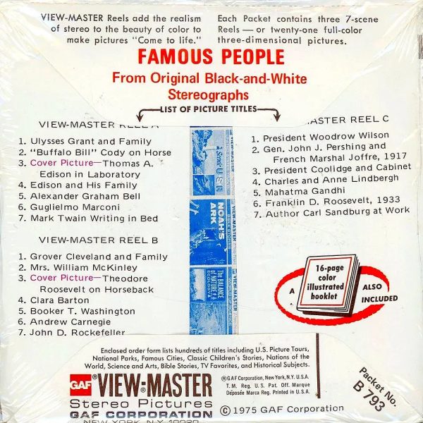 Famous People - View-Master - 3 Reel Packet - 1970s - Vintage - (PKT-B793-G5mint) Fashion