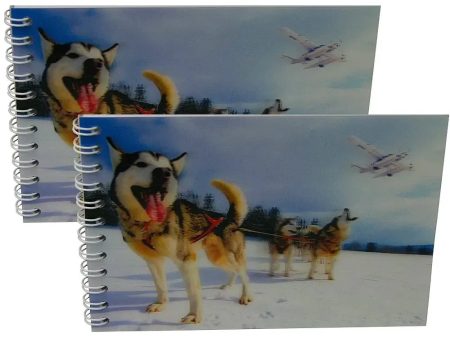 DOG HUSKIES - Two (2) Notebooks with 3D Lenticular Covers - Unlined Pages - NEW Cheap