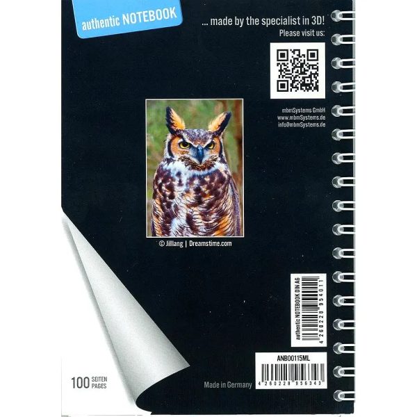 GREAT HORNED OWL - Two (2) Notebooks with 3D Lenticular Covers - Unlined Pages - NEW Fashion