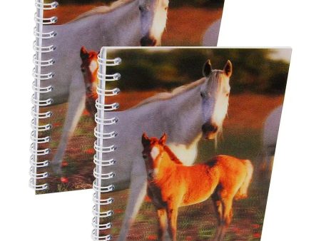 HORSE & FOAL - Two (2) Notebooks with 3D Lenticular Covers - Unlined Pages - NEW Hot on Sale