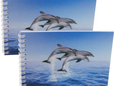 DOLPHINS JUMPING - Two (2) Notebooks with 3D Lenticular Covers - Unlined Pages - NEW Online