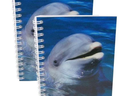 DOLPHIN BOTTLENOSE - Two (2) Notebooks with 3D Lenticular Covers - Unlined Pages - NEW on Sale