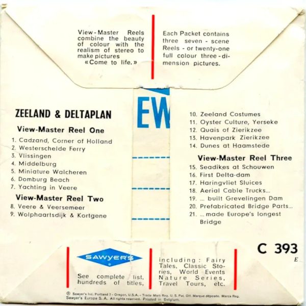 Zeeland & Deltaplan Netherlands - View-Master - 3 Reel Packet - 1960s views - vintage - (ECO-C393E-BS6) For Sale