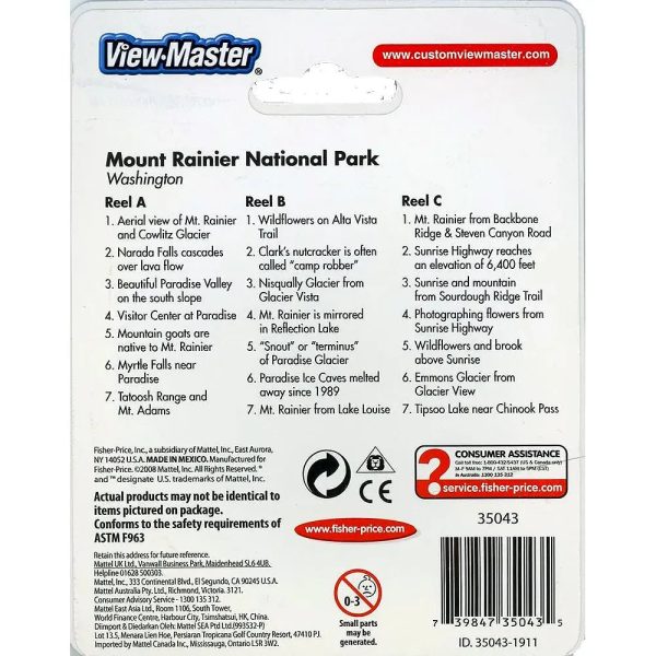 Mount Rainier National Park - View-Master 3 Reel Set on Card - NEW - (VBP-5043) Online now