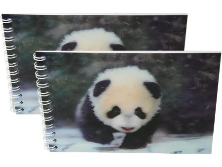 PANDA CUB - Two (2) Notebooks with 3D Lenticular Covers - Unlined Pages - NEW Discount