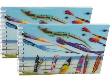 KITES - Two (2) Notebooks with 3D Lenticular Covers - Unlined Pages - NEW Online Sale