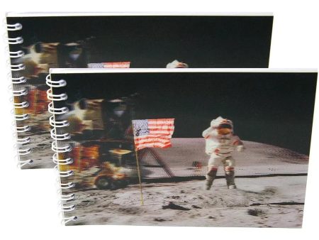 JUMPING ON THE MOON - Two (2) Notebooks with 3D Lenticular Covers - Unlined Pages - NEW Online Hot Sale