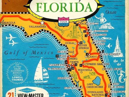 Florida - Map variant - View-Master - 3 Reel Packet - 1960s views -  Vintage - (ECO-A960-S6A) Online Hot Sale