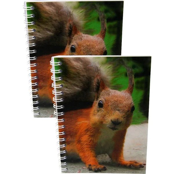 RED SQUIRREL - Two (2) Notebooks with 3D Lenticular Covers - Unlined Pages - NEW Online