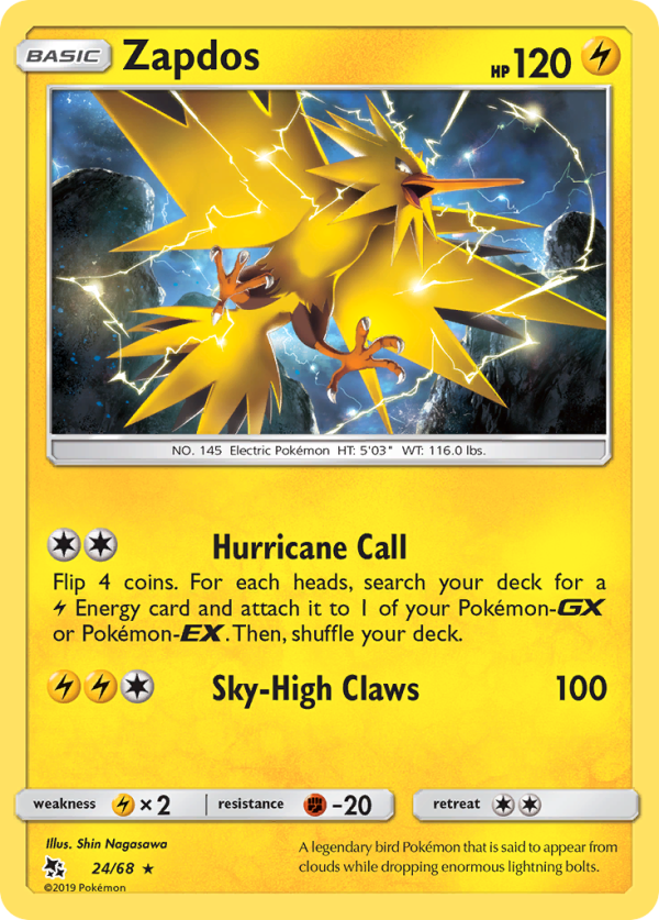 Zapdos (24 68) [Sun & Moon: Hidden Fates] Online Sale