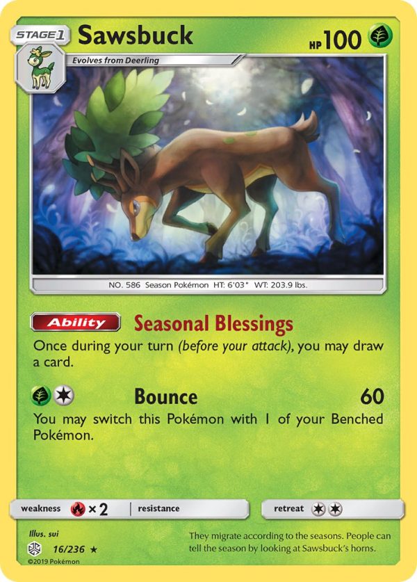 Sawsbuck (16 236) (Prerelease Kit Exclusive) (Theme Deck Exclusive) [Sun & Moon: Cosmic Eclipse] Online Sale