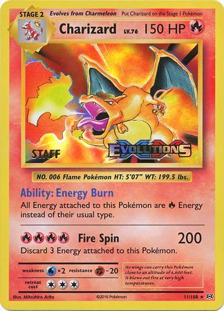 Charizard (11 108) (XY Evolutions Staff Prerelease) [XY: Black Star Promos] Hot on Sale