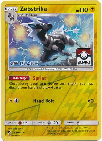 Zebstrika (82 214) (League Promo 2nd Place) [Sun & Moon: Lost Thunder] For Sale